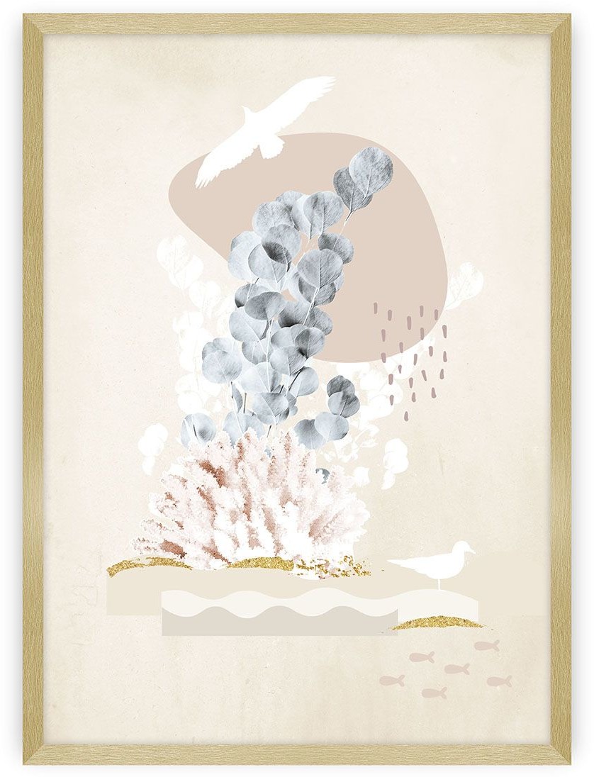 Dekoria Plakat Beige Abstract I 30 x 40 cm Ramka Złota 219A-000-46