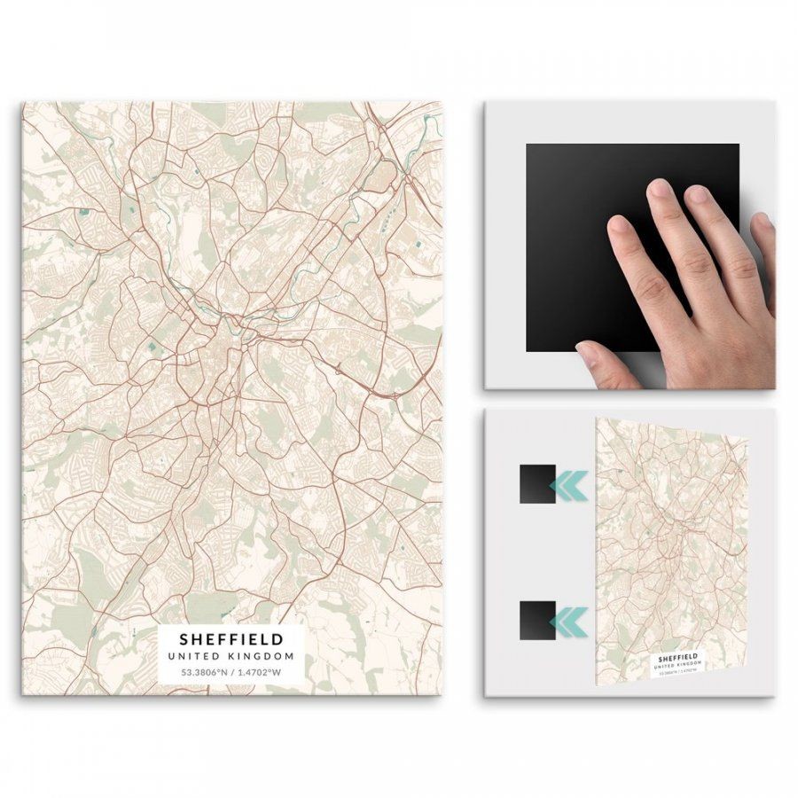Pix4home Plakat metalowy Mapa Vintage Sheffield L POS-L-04202