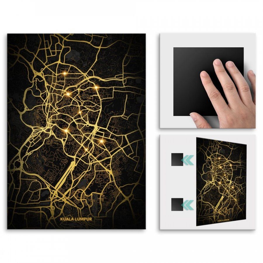 Pix4home Plakat metalowy Mapa City Lights Kuala Lumpur L POS-L-03766