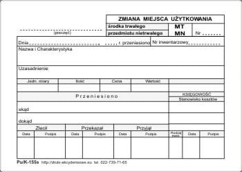 Firma krajewski Zmiana miejsca użytkowania NT - MN [Pu/K-155] Pu/K-155