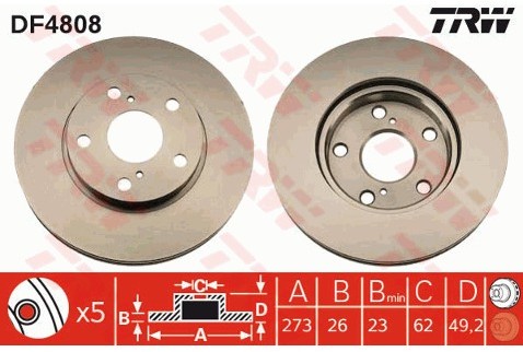 TRW Tarcza hamulcowa DF4808