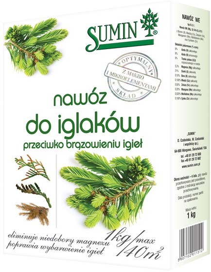 Sumin Nawóz do Iglaków przeciwko Brązowieniu igieł