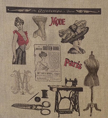 La Boîte  Broder La Boîte  Broder COU019LN kupon z nadrukiem, 'Mode de Paris II', kolor naturalny COU019LN