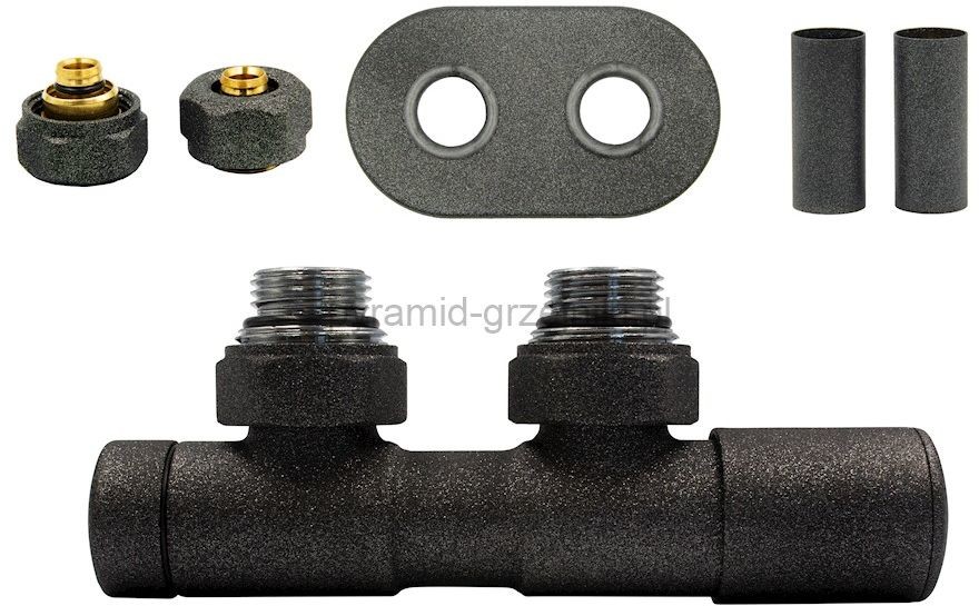Varioterm Zawór regulacyjny TWINS All in One rozeta owalna - antracyt prawy alu-pex - PEX 16mm A000M873A015/P(Pex)
