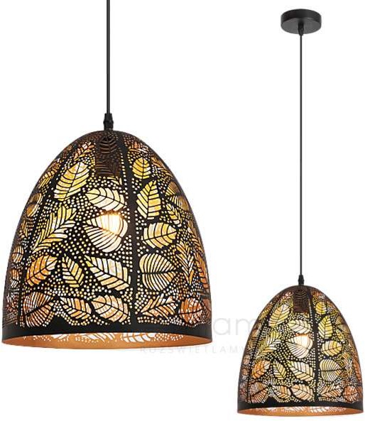 Rabalux LAMPA wisząca MANORCA 2277 metalowa OPRAWA orientalny ZWIS liście vintage czarny złoty 2277