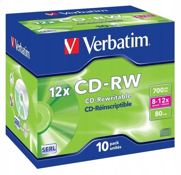 Verbatim Cd-rw 700MB 8-12X Jewel CASE*10 43148