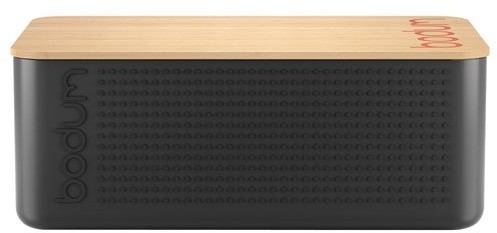 Bodum Bistro 11740-01 pojemnik na chleb, z drewna i tworzywa sztucznego, 19,39 x 29,4 x 10,7 cm, kolor: czarny 11740-01