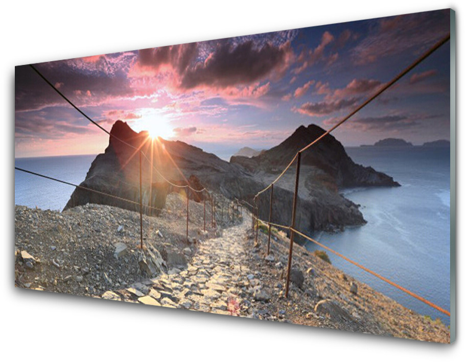 Tulup.pl Panel Szklany Góry Ścieżka Klif Zachód 120x60cm