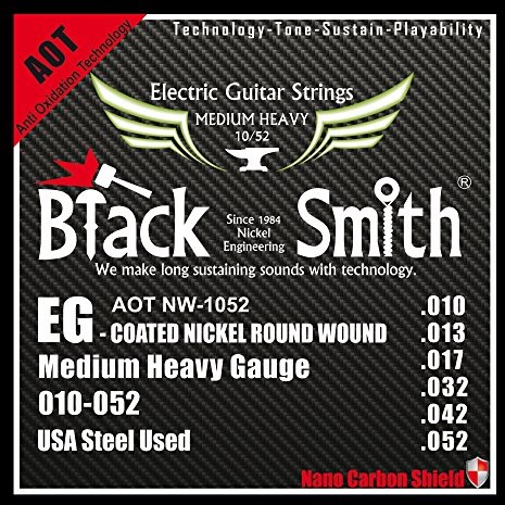 Blacksmith Black Smith 10  52 Drumhead zestaw strun do gitary elektrycznej Electeique 10-52 Coated
