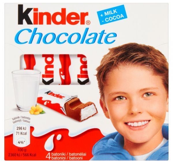 Ferrero Batoniki z mlecznej czekolady Kinder Chocolate z nadzieniem mlecznym 50 g (4 batoniki)