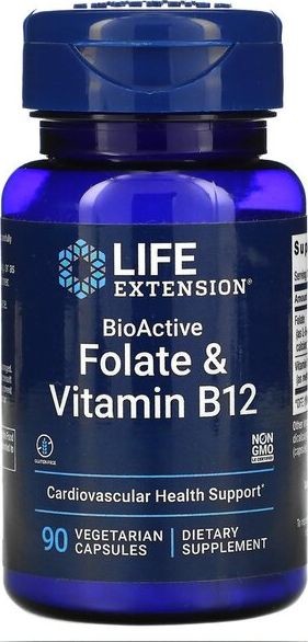 Life Extension Life Extension Life Extension BioActive Kwas Foliowy & Witamina B12 90 vkaps P34749