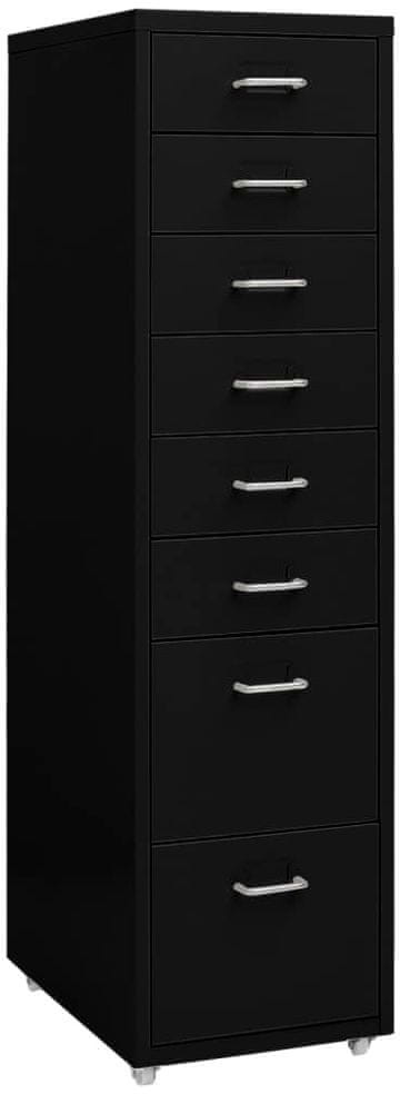 shumee Mobilna szafka kartotekowa czarna 28x41x109 cm metalowa