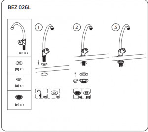 Deante BEZ 026L BATERIA CHROM UMYWALKOWA STOJĄCA Z WYLEWKĄ 