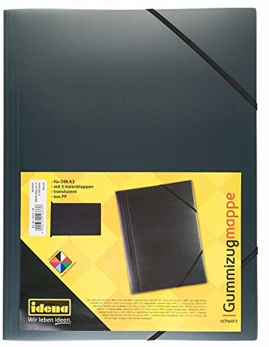 Idena Idena 10373 - teczka z gumką DIN A3, PP, przezroczysta czarna, 1 sztuka 10373