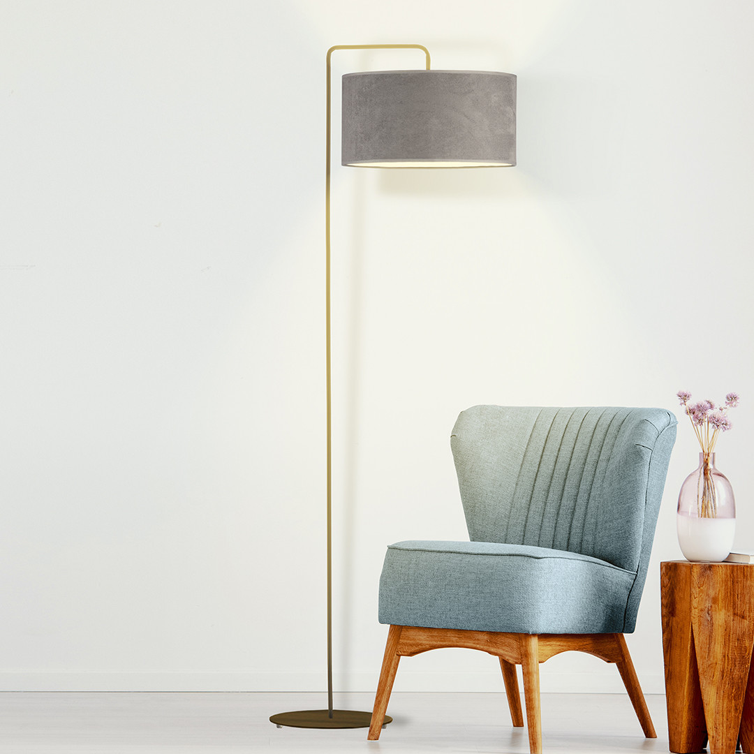 Lysne Szara lampa podłogowa BOLIVIA VELUR 500012V/3