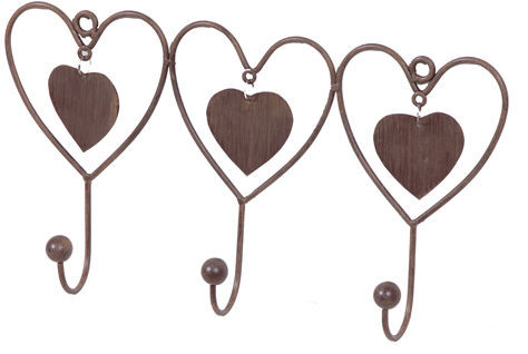 METALOWY WIESZAK ŚCIENNY - POTRÓJNY Serca - Heart in Heart CIM012