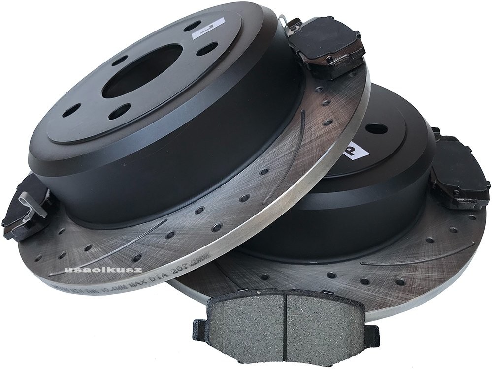 MIKODA Tylna klocki + WIERCONE tarcze hamulcowe Jeep Wrangler JK 2007-2018 53041 BCD1274