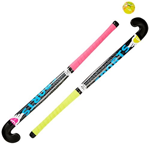 AK Sport dla dorosłych hockeybal hokej piłka zestaw 2 rakiety +, żółty, 84 cm, 0713103 712033