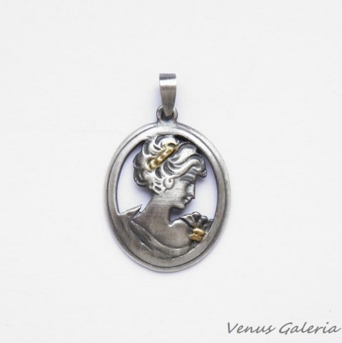 Wisiorek - Dama Kameliowa oksydowana 809