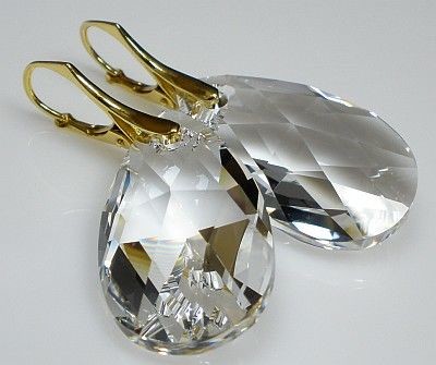 Swarovski piękne kolczyki ZŁOCONE Crystal 28 mm