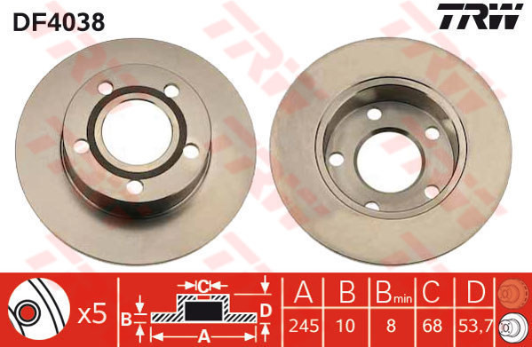 TRW Tarcza hamulcowa DF4038