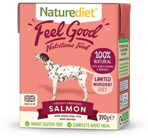 Naturediet Sensitive Świeżo Przygotowany Łosoś z Ryżem i Marchewką 390 g