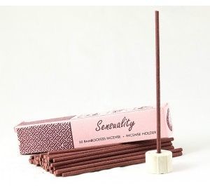 Song Of India Nie zawierające bambusa kadzidła indyjskie z ceramicznym stojakiem SENSUALITY 50 sztuk