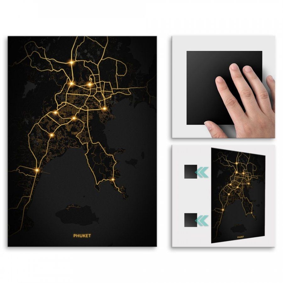 Pix4home Plakat metalowy Mapa City Lights Phuket M POS-M-03793