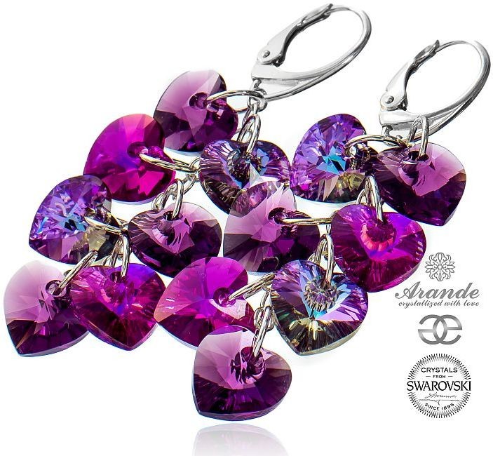 Swarovski długie kolczyki 7 KRYSZTAŁÓW SREBRO