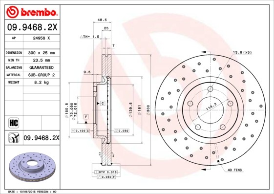 BREMBO Tarcza hamulcowa 09.9468.2X