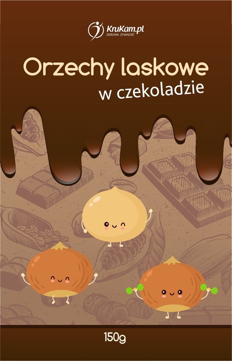 KruKam Orzechy laskowe w czekoladzie bez dodatku cukru 150g