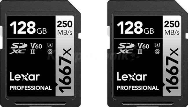Lexar SDXC 128GB Professional 1667x UHS-II U3 2 pack LSD1667128G-B2NNG