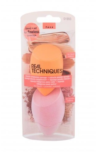 Real Techniques Real Techniques Sponges Miracle Complexion Sponge Set zestaw Gąbeczka na podkład w płynie 1 szt + gąbeczka do pudru 1 szt