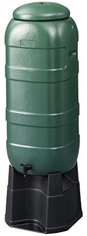 Strata zestaw na wodę deszczową do podlewania, 4-częściowy zestaw do zbierania wody deszczowej, 100 l, zielony, 36 x 32 x 96 cm. GN339