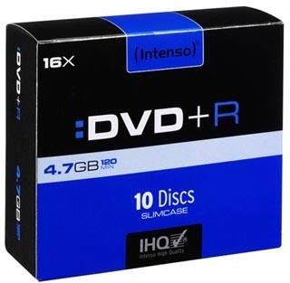 Intenso Intenso DVD+R 4111652 10-pack 4.7GB 16x 12cm slim case do archiwizacji danych DDP47INS5CX1