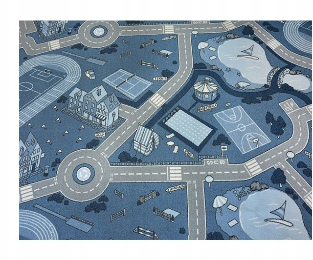 Antypoślizgowy Dywan Uliczki 150x400 niebie @82684