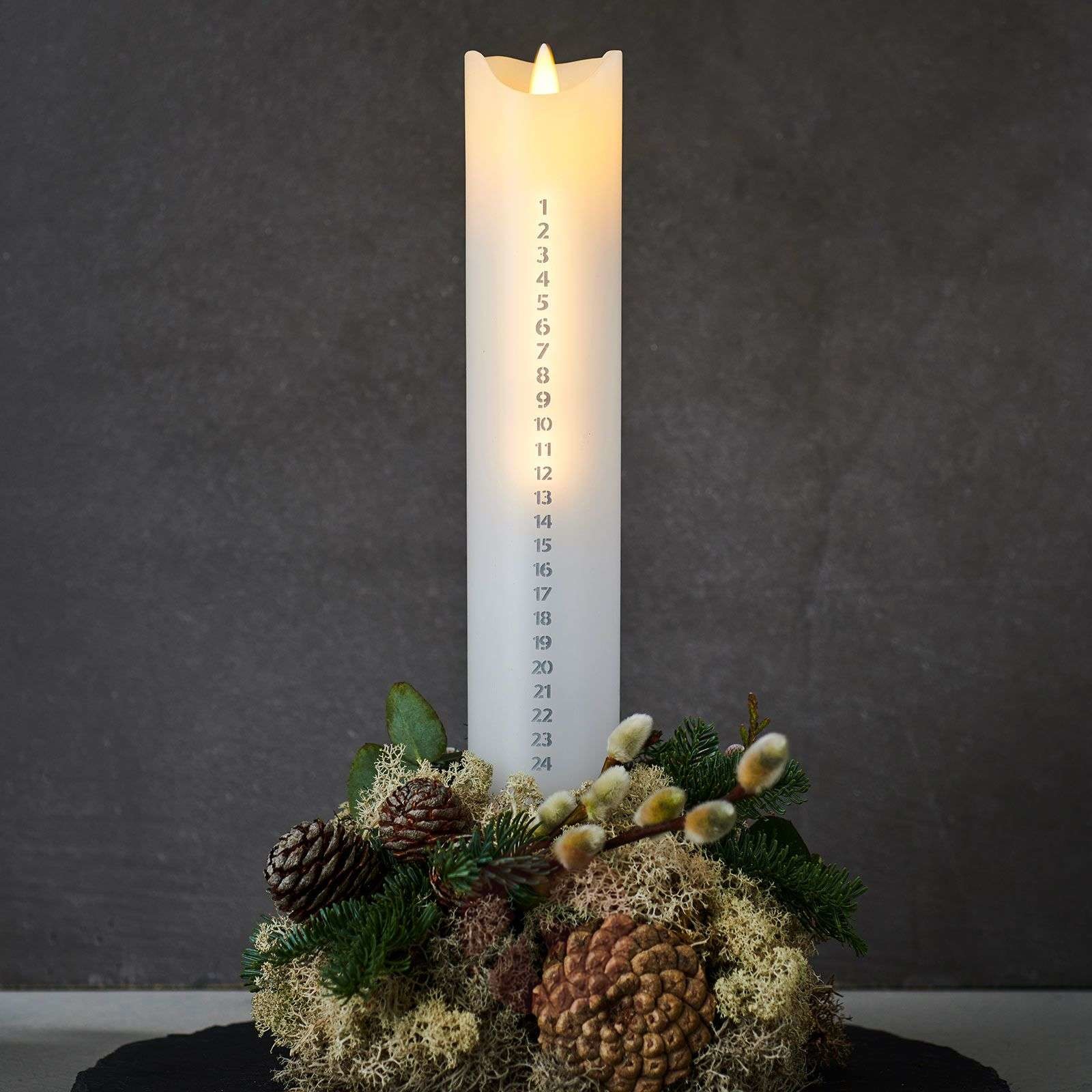 Sirius Świeca LED Sara Calendar, biała/srebrna, 29 cm