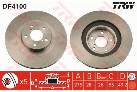 TRW Tarcza hamulcowa DF4100