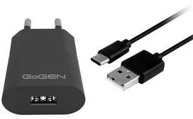 goGEN Ładowarka sieciowa ACH 103 CC,1x USB 1A + USB-C kabel 1m ACH103CCB) Czarna