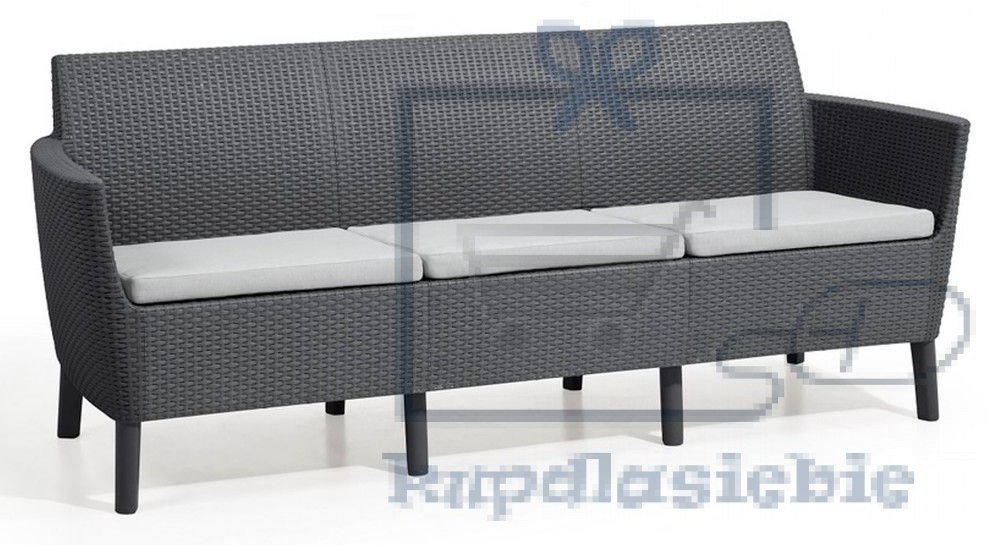 Allibert Ogrodowa polirattanowa sofa SALEMO - trzyosobowa, grafitowa