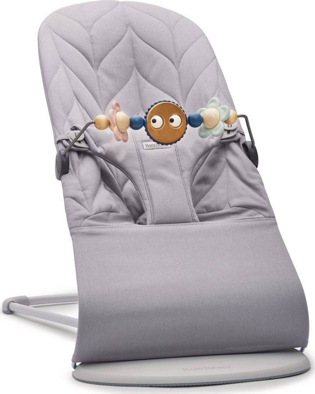 BABYBJORN Leżaczek BLISS COTTON Petal Quilt Jasny Szary + Zabawka Googly Eyes Pastels 7317686060246