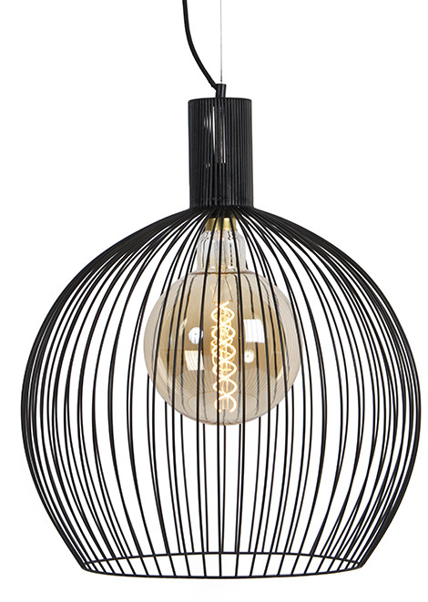 QAZQA Designerska lampa wisząca czarna 50cm - Wire Dos