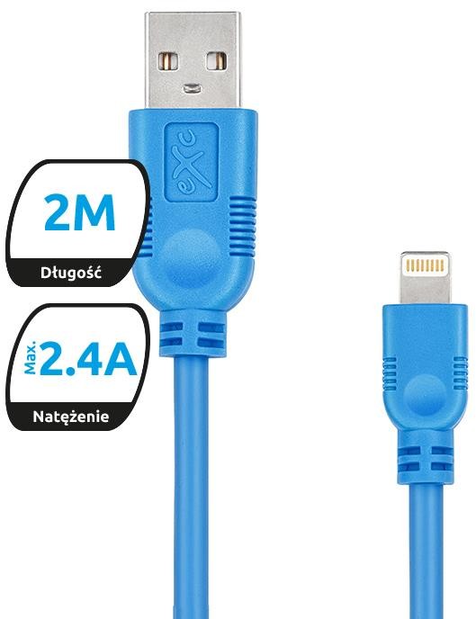 EXC Kabel USB 2.0 eXc WHIPPY USB A M Lightning 8-pin M 2m niebieski 5901687938417