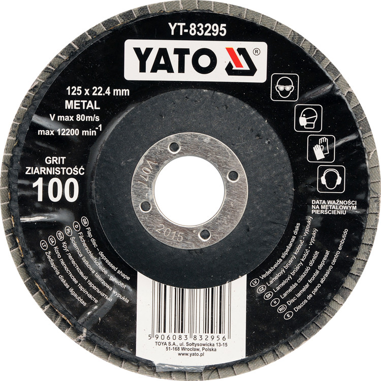YATO Ściernica listkowa wypukła 125mm p80 YT-83294