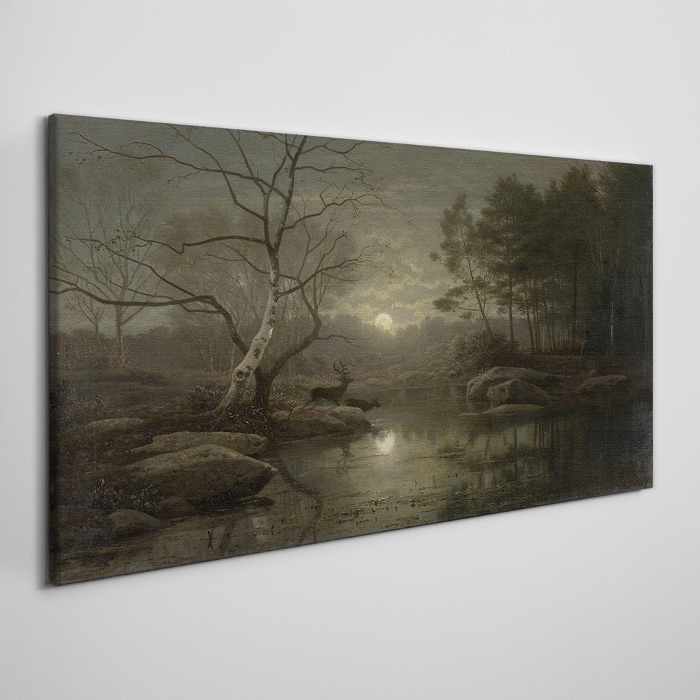 PL Coloray Obraz Canvas księżyc drzewa natura rzeka 100x50cm