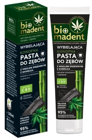 BIO MADENT Konopna wybielająca pasta do zębów z węglem drzewnym z bambusa 100 ml MAD-BIO-0004