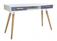 King Home Biurko BERGEN szare - biały blat, szare szuflady,nogi dębowe 9612.GREY