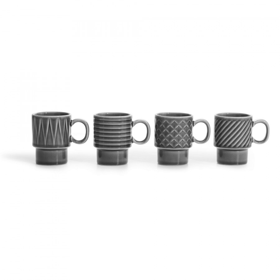 Sagaform filiżanki do espresso 4 szt. szare ceramika 0,1 l SF-5018070