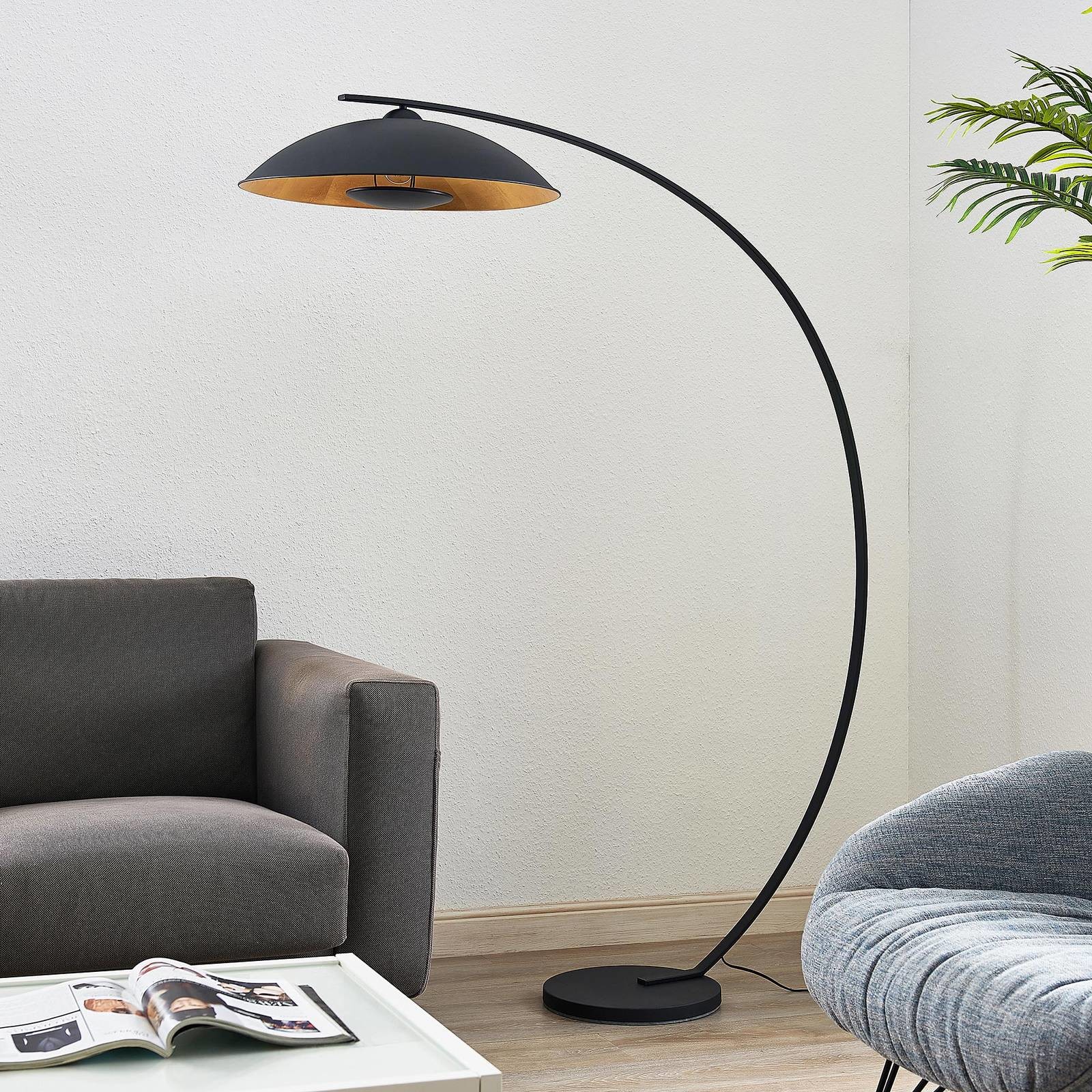 LINDBY Lindby Emilienne lampa łukowa stojąca czarno-złota