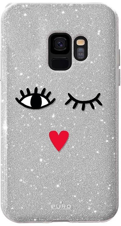 PURO Glitter EYES Shine Cover - Etui Samsung Galaxy S9 (Silver) Limited edition (SGS9SHINE1SIL)
